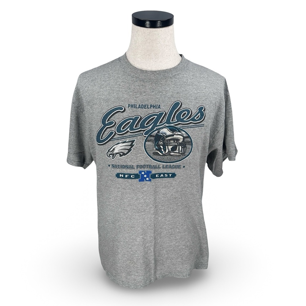 Vintage Philadelphia Eagles NFL Script T-Shirt Gray Graphic Mens Medium‎ Y2K